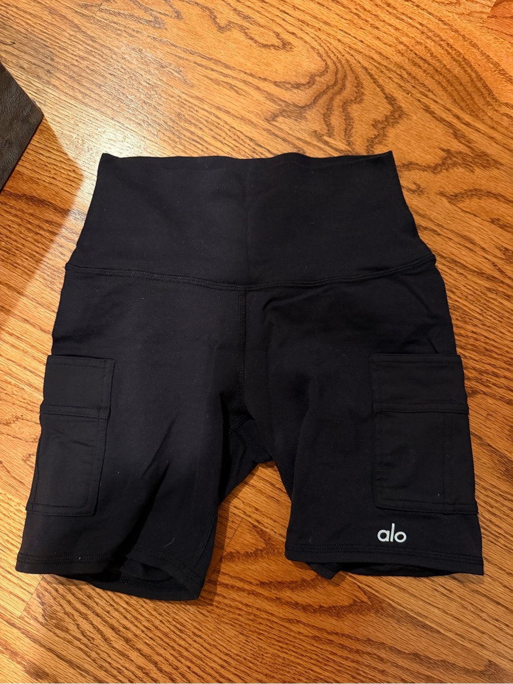 ALO Yoga Black High Waist Cargo Bike Shorts
